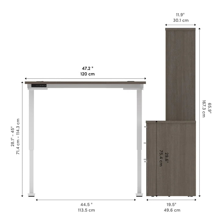 Bestar Upstand 4-piece L-shaped Workstation with Height Adjustable Desk