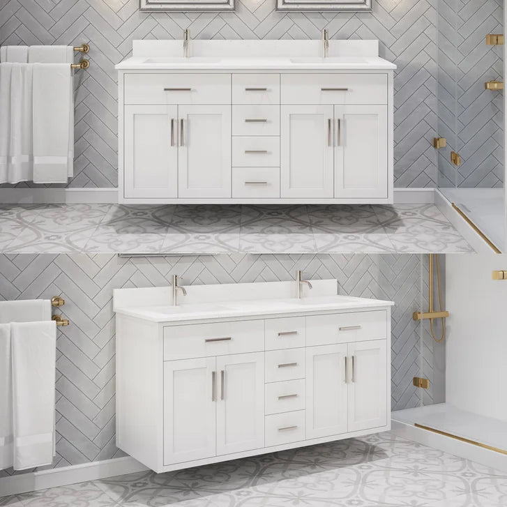 Studio Bathe Katie II Vanity in White Finish with Engineered Stone Countertop