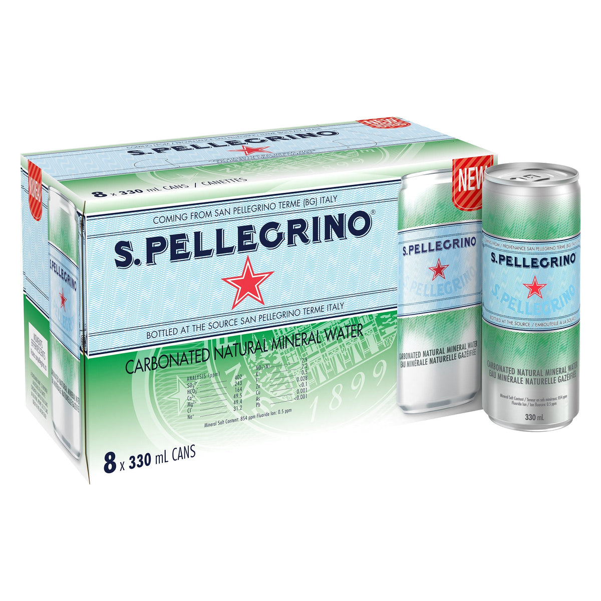 SANPELLEGRINO Sparkling Carbonated Natural Mineral Water 330 mL, 24-pack