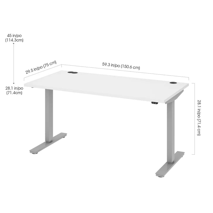 Bestar Upstand 76.2 cm x 152.4 cm (30 in. x 60 in.) Height Adjustable Desk with Dual Monitor Arm