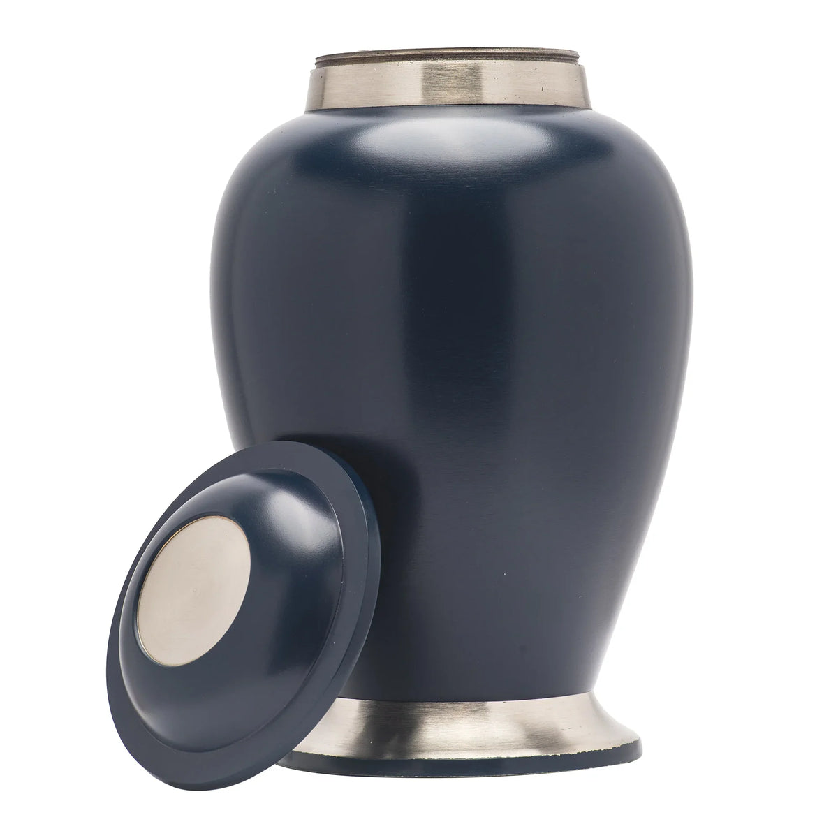 Walker Caskets Navy Brass Urn with Pewter Finish