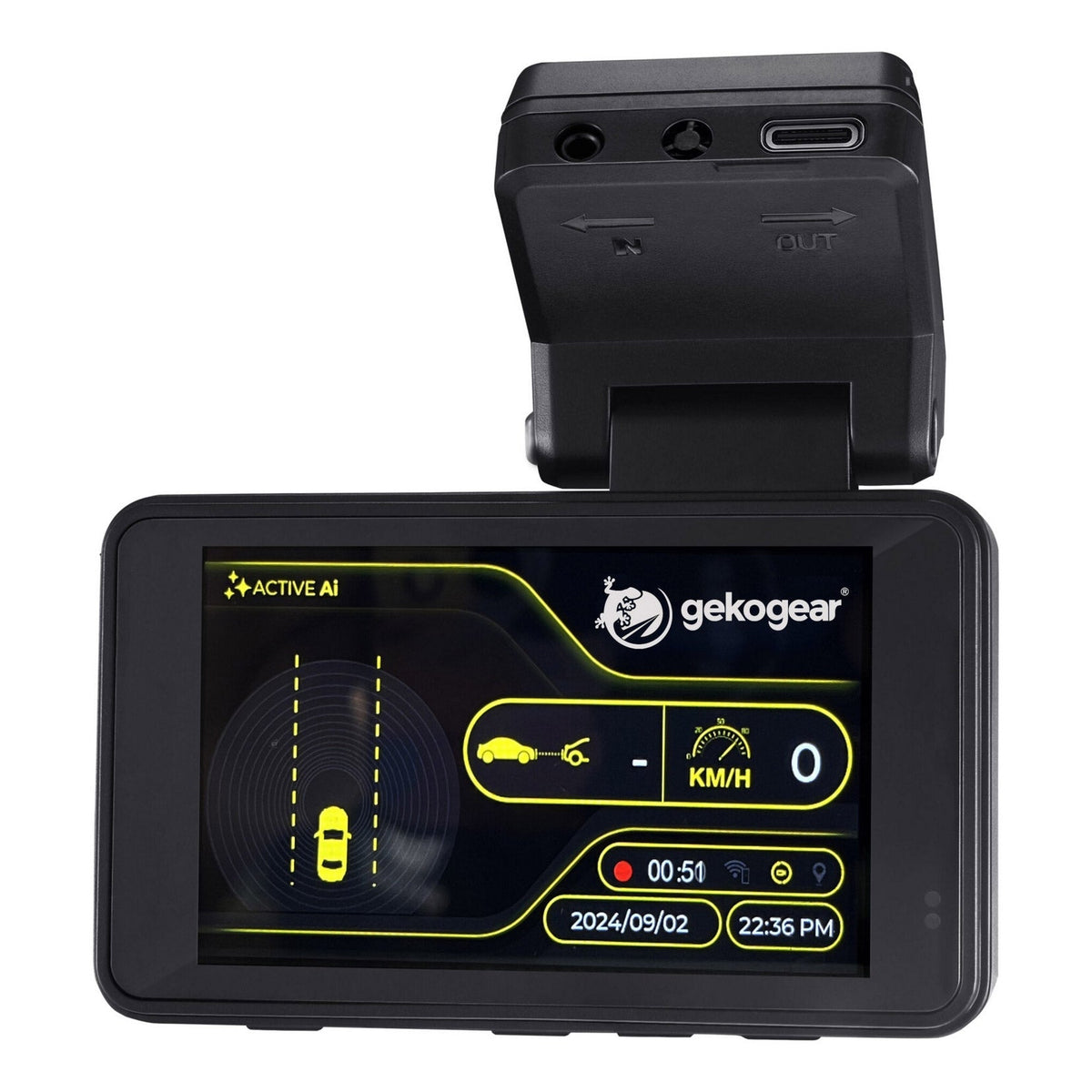 GekoGear Orbit D220 Dual Dashcam with Driver Assist Functions