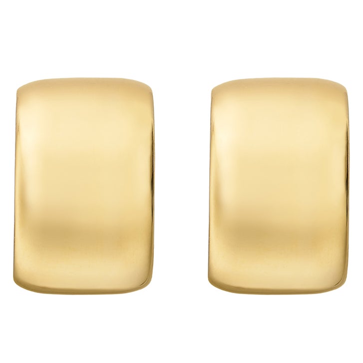 High Polish C-Shaped Hoop Earrings in Yellow Gold
