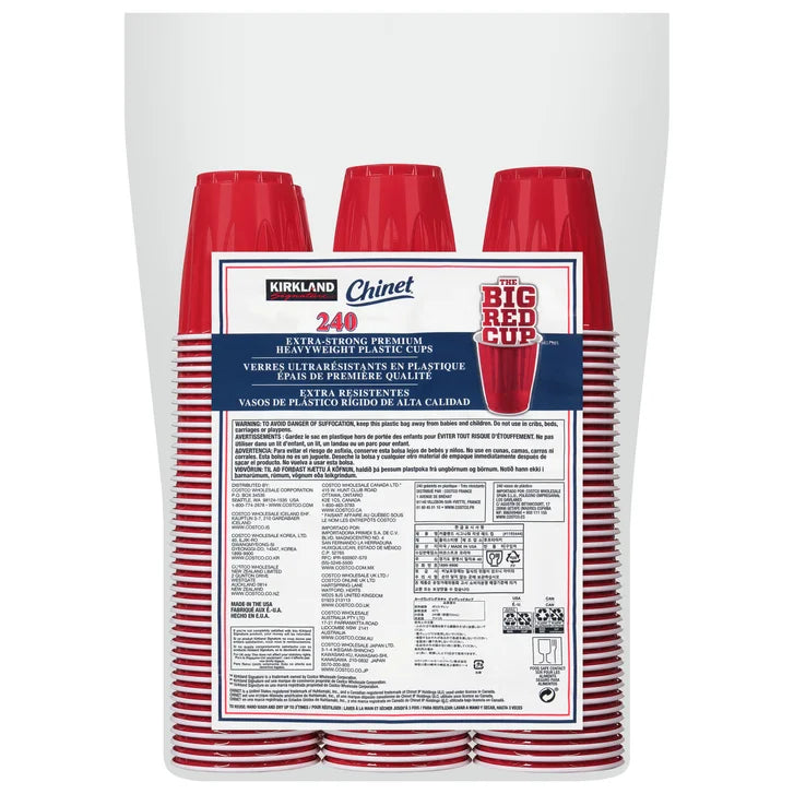 Kirkland Signature The Big Red Cup Heavyweight 18-oz. Plastic Cold Cups, 240-count