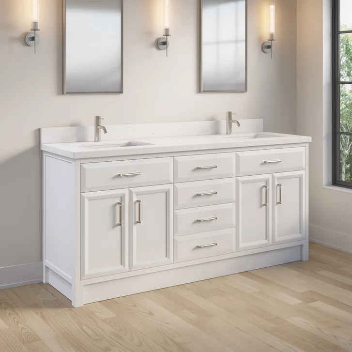 Studio Bathe Calais III Vanity in White Finish with Engineered Stone Countertop