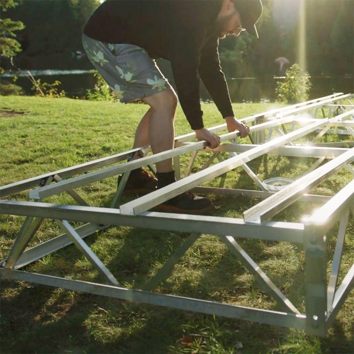 Multinautic QP-320 P-Shape 7.31 m (24 ft.) Long Aluminium Truss Frame Roll-In Dock Kit with Polymer Decking and Ramp