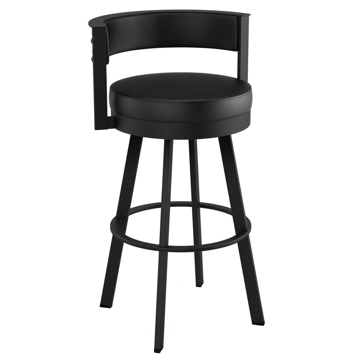Amisco Browser Black Frame and Black Seat Bar or Counter Stool