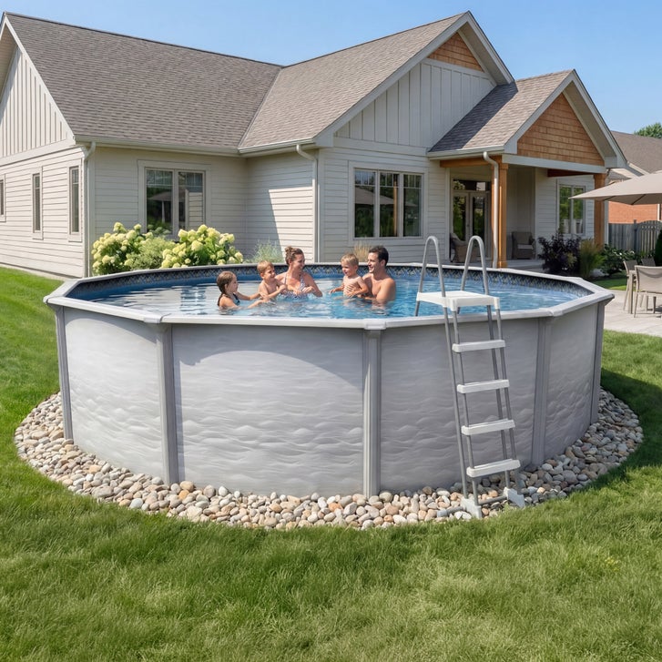 WAVEA - Round Above-Ground Steel Pool, Complete Kit with Accessories