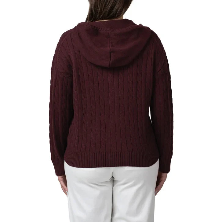United Colors of Benetton Women’s Full Zip Cable Hoodie