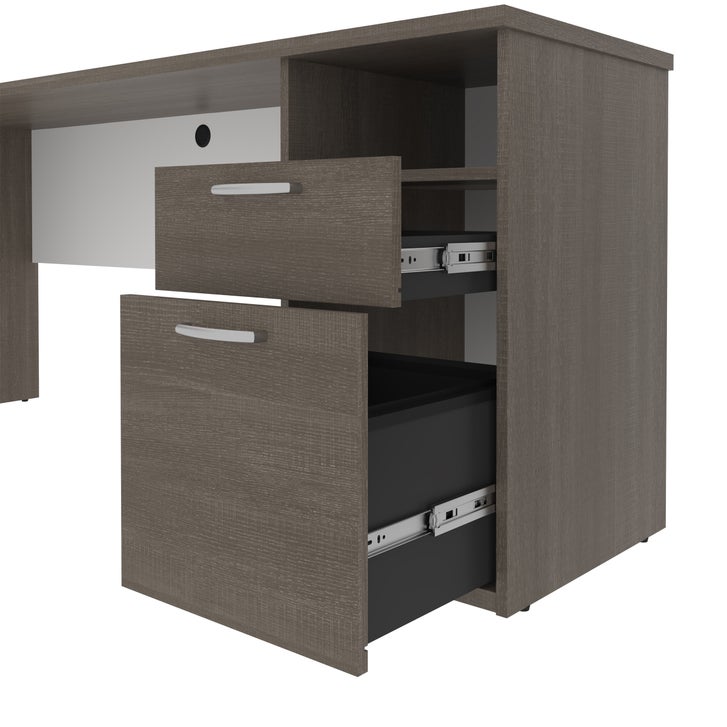 Bestar Upstand 4-piece L-shaped Workstation with Height Adjustable Desk