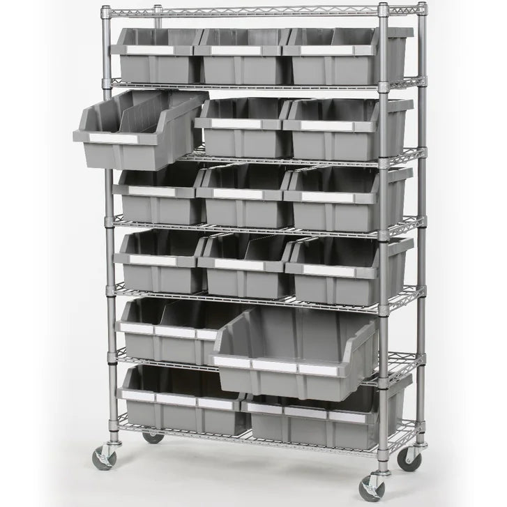 Vancouver Classics 7-Tier NSF Steel Wire 16 Bin Rack Storage Shelving