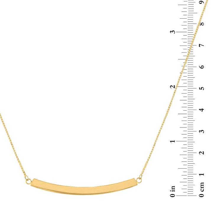 High Polish Curved Bar Necklace in Yellow Gold