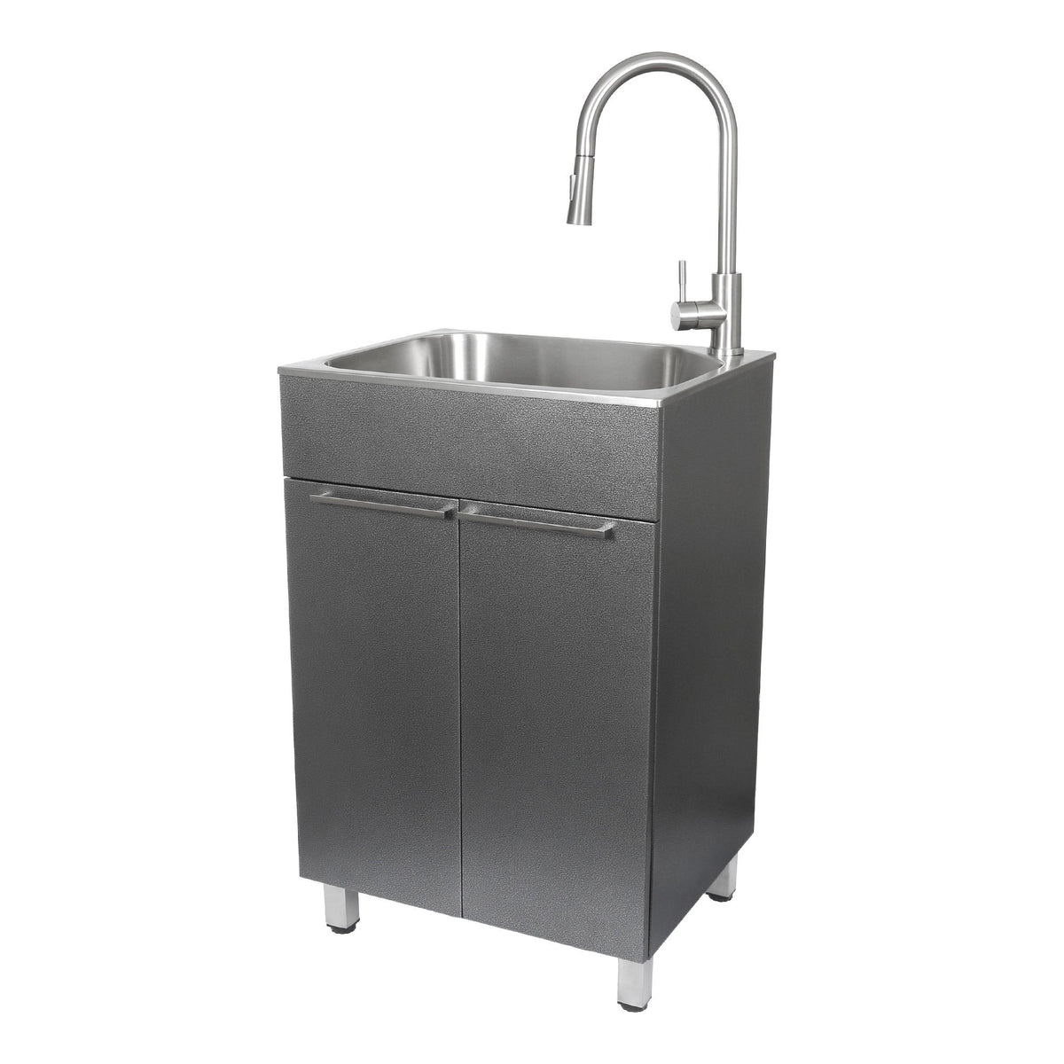 Transform Silver 22 in. All-in-one Utility Sink with Cabinet and Faucet