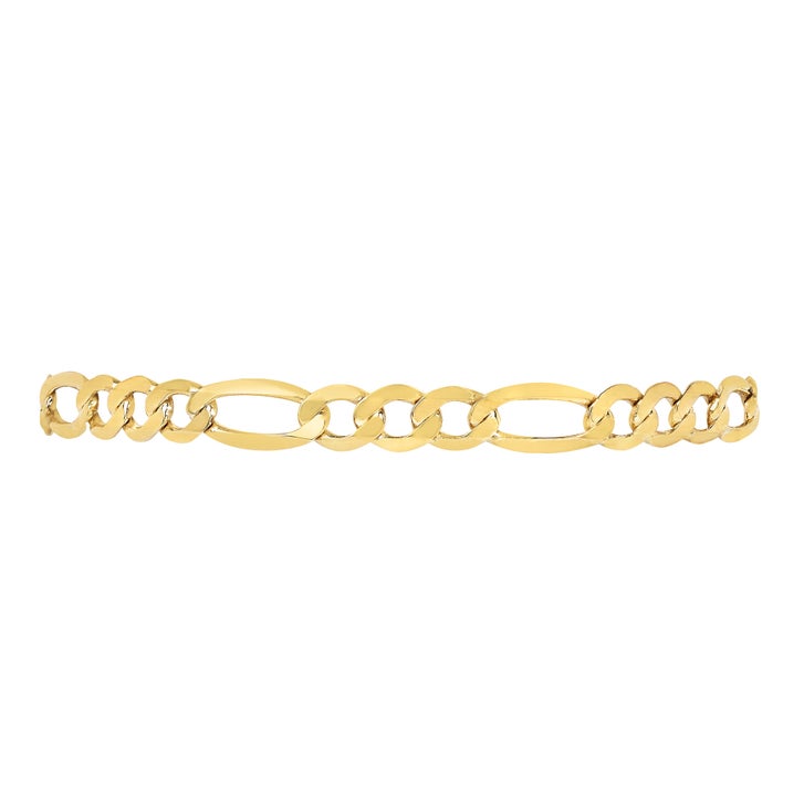 High Polish Beveled Figaro Bracelet in Yellow Gold