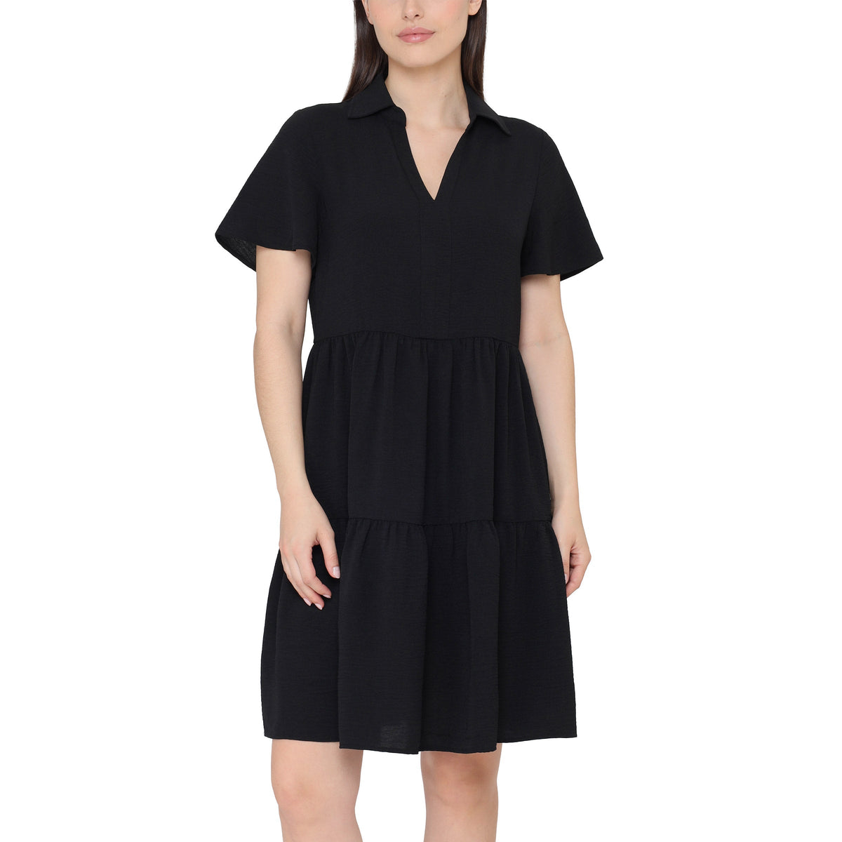 Tahari Women's Short-Sleeve Tiered Dress