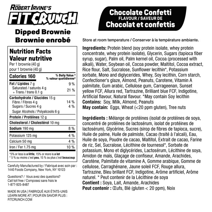 Chef Robert Irvine's Fit Crunch Chocolate Confetti Dipped Brownies, 18 × 40 g
