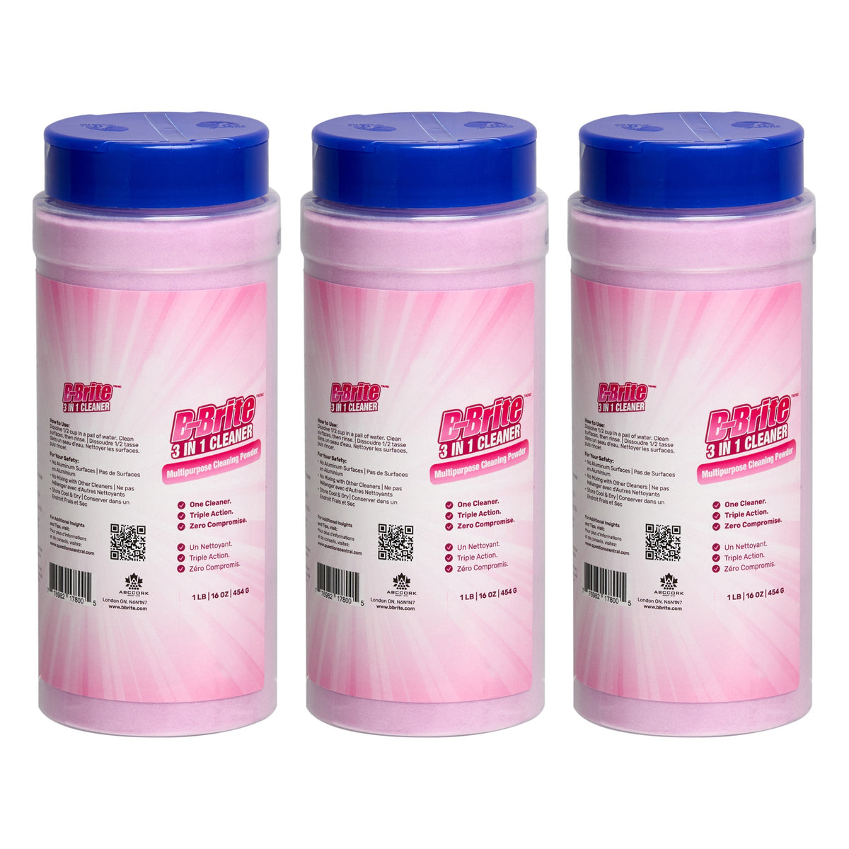 B-Brite 3-in-1 Cleaning Powder with Bleach, 3-pack