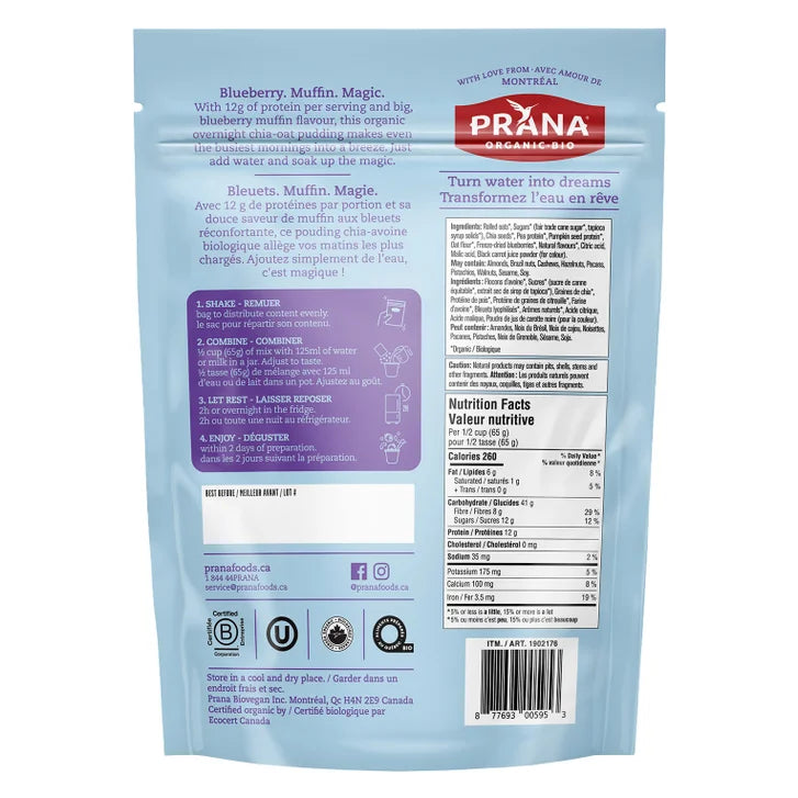 Prana Overnight Protein Chia Oats, 2 × 780 g