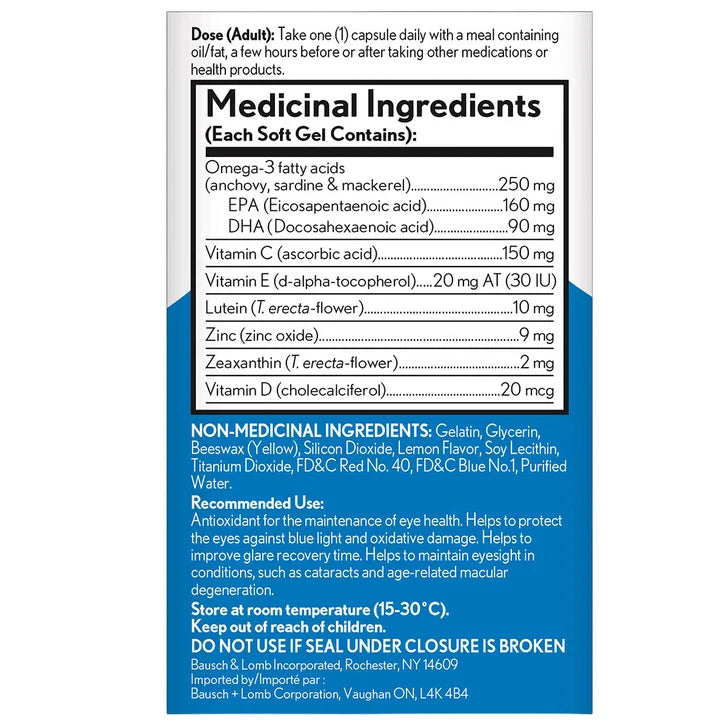 BAUSCH + LOMB - Ocuvite Adult 50+ with Vitamin D, Eye Vitamin and Mineral Supplement, 3 x 50 Soft Gels