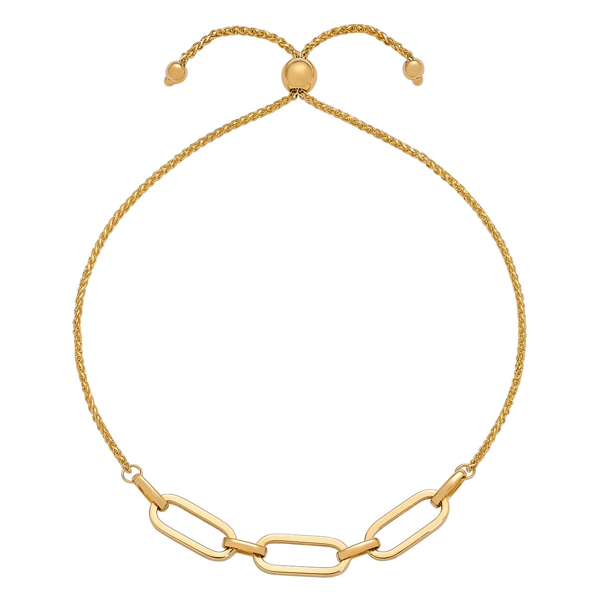High Polish Bolo Paperclip Bracelet in Yellow Gold