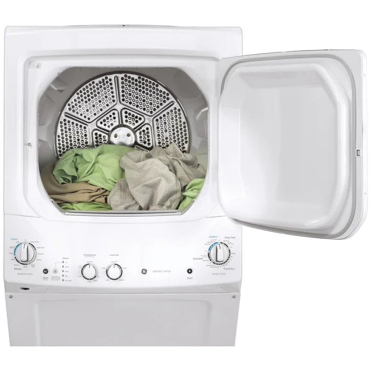 GE 27 in. Electric White 4.4 cu. ft. (I.E.C) Washer and 5.9 cu. ft. Dryer Laundry Centre