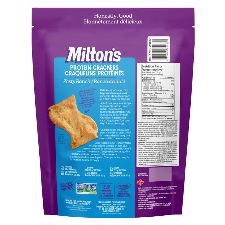 Milton's Protein Zesty Ranch Crackers, 340 g