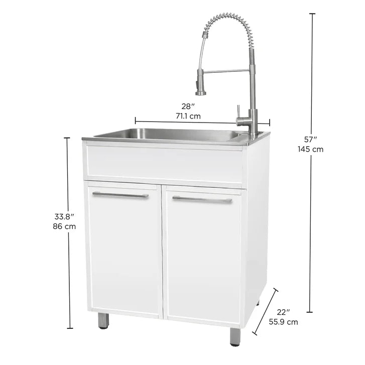 Transform 28 in. All-in-one Laundry Cabinet with Stainless Steel Sink and Faucet