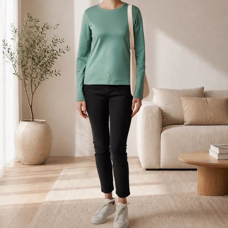 United Colors of Benetton Women’s Long Sleeve Supima Top