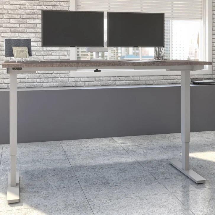 Bestar Upstand 76.2 cm x 152.4 cm (30 in. x 60 in.) Height Adjustable Desk with Dual Monitor Arm