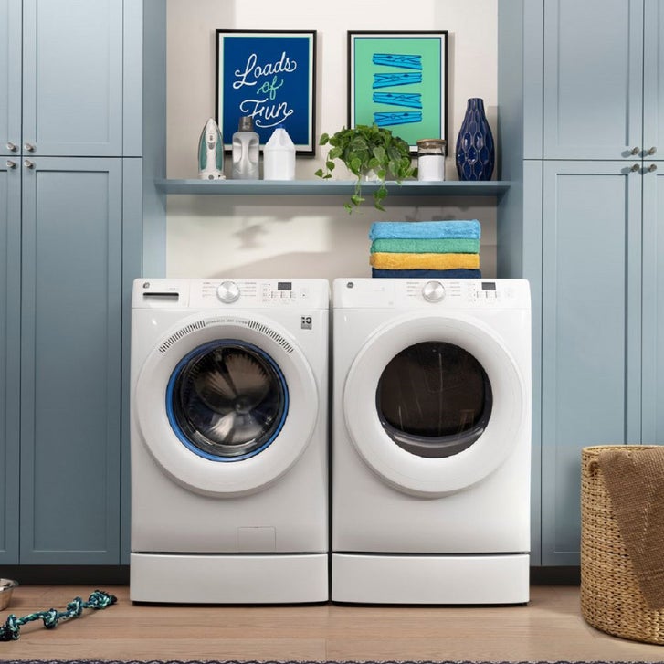GE 28 in. 5.3 cu ft. IEC White Front Load Washer with UltraFresh Vent System
