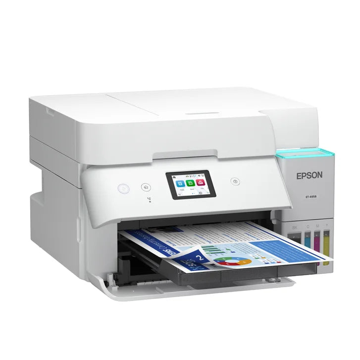 Epson EcoTank ET-4958 White Wireless All-in-One Colour Supertank Printer with Bonus Black Ink Bottle