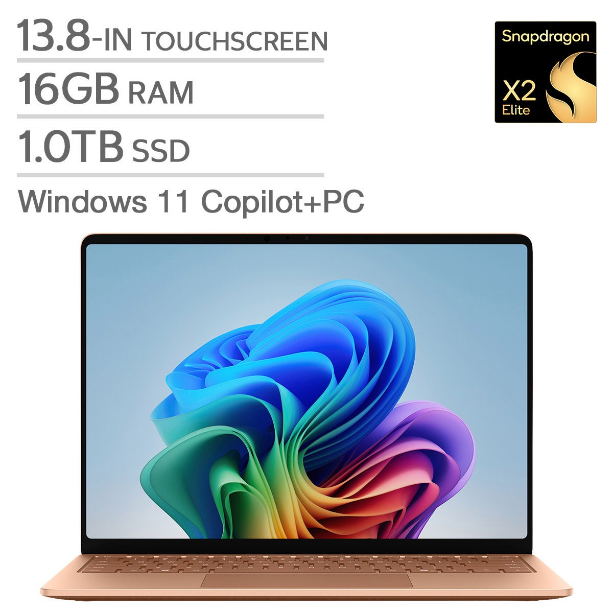 Microsoft Surface 13.8-in. Copilot+ PC Touchscreen Laptop, Qualcomm Snapdragon X2 Elite - 16GB RAM, 1 TB SSD - Dune