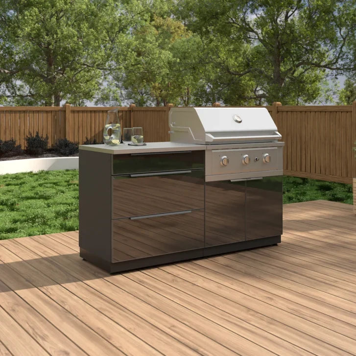 NewAge Products 4-piece Outdoor Kitchen Aluminum Set Black - Natural Gas