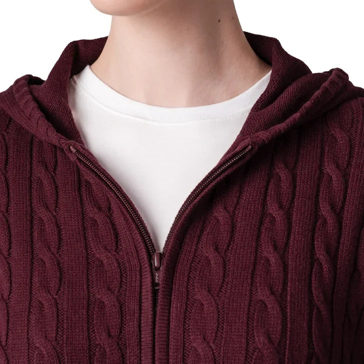 United Colors of Benetton Women’s Full Zip Cable Hoodie