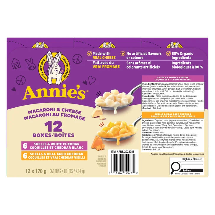 Annie's, Macaroni and Cheese Variety pack, 12 × 170 g