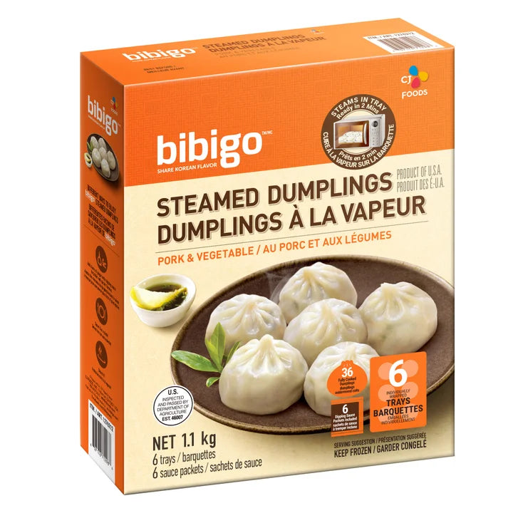 CJ Bibigo Frozen Steamed Pork & Vegetable Dumplings, 1.1 kg