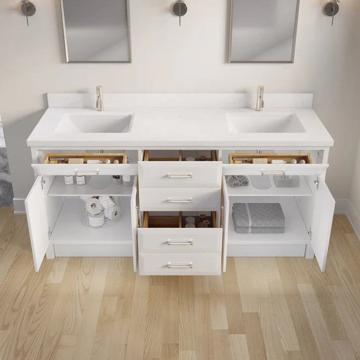 Studio Bathe Calais III Vanity in White Finish with Engineered Stone Countertop