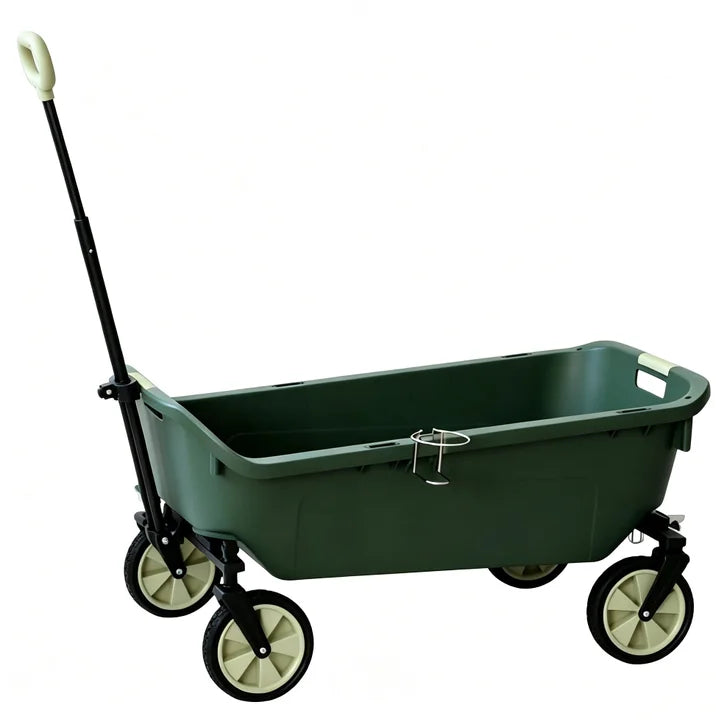 Seina Heavy Duty Plastic Utility Wagon with Fold-Up Wheels