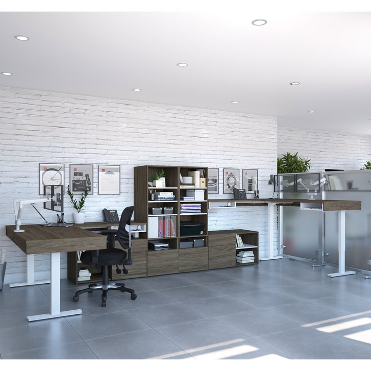Bestar Viva Back-to-back L-shaped Height-adjustable Workstations