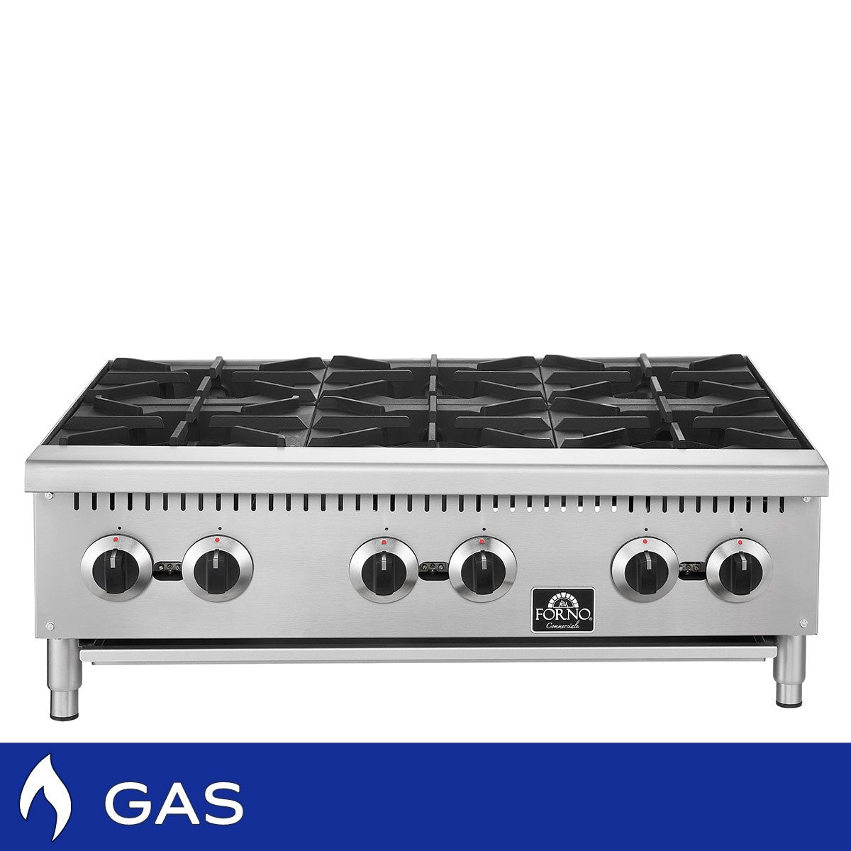 Forno Commercial 36 in Stainless Steel Gas 6 Burner Hotplate with Removable Burner Grates