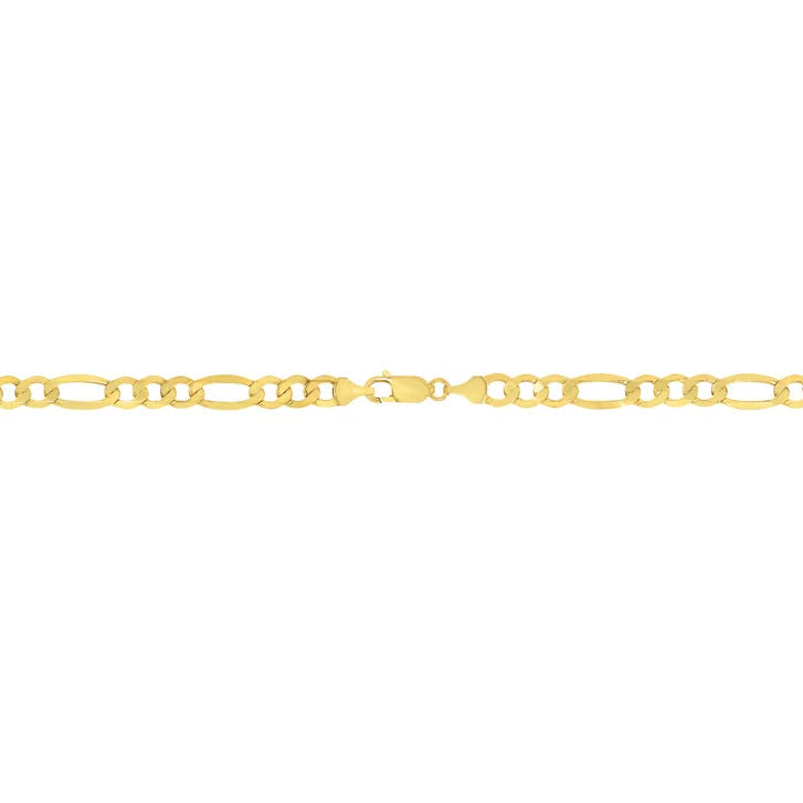 High Polish Beveled Figaro Bracelet in Yellow Gold