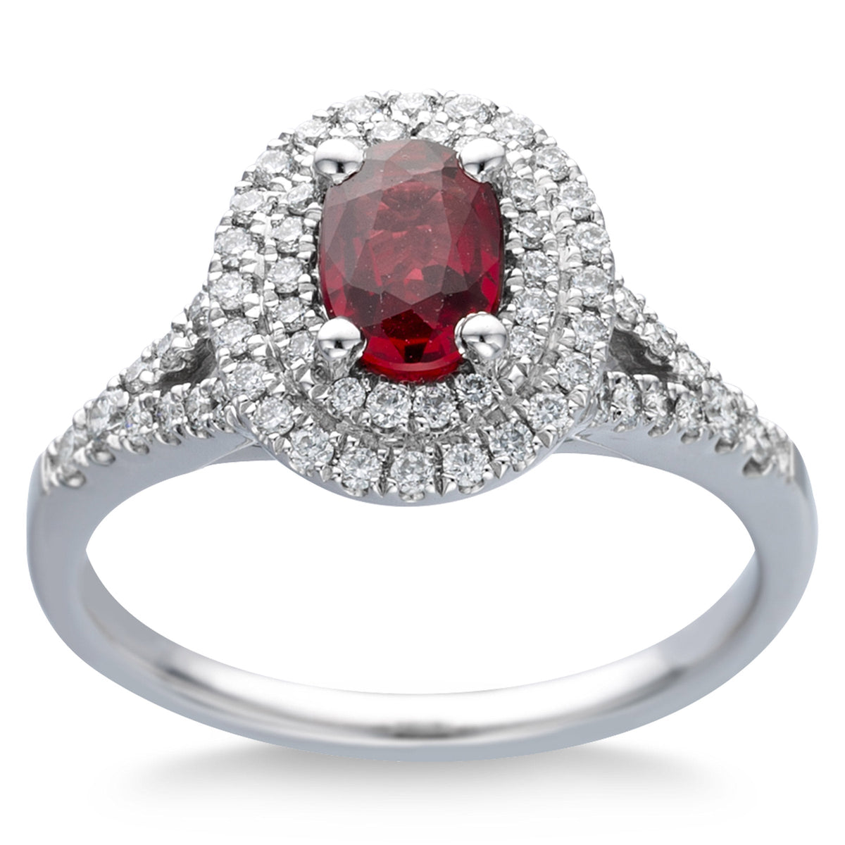 Oval Cut Ruby and Diamond Ring (0.36 ctw)