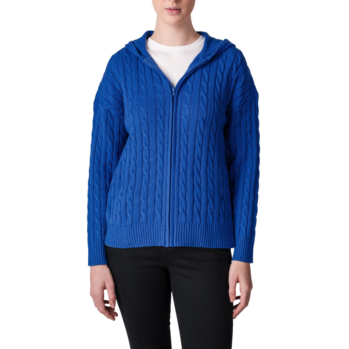 United Colors of Benetton Women’s Full Zip Cable Hoodie