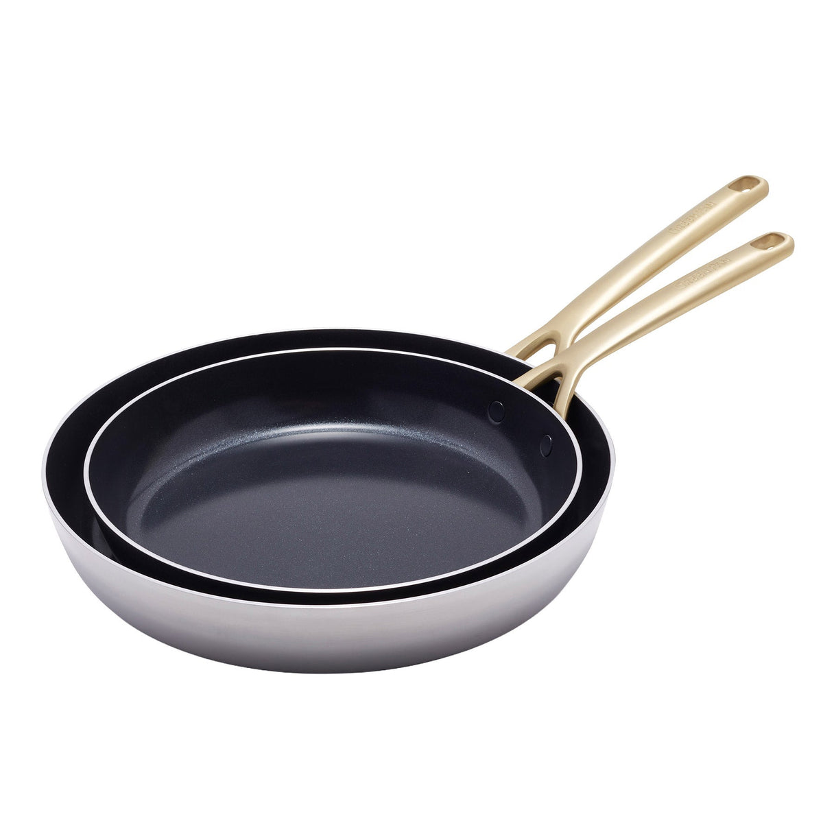GreenPan GP5 5-ply Stainless Steel Skillet Set, Gold Handles, 2-pieces