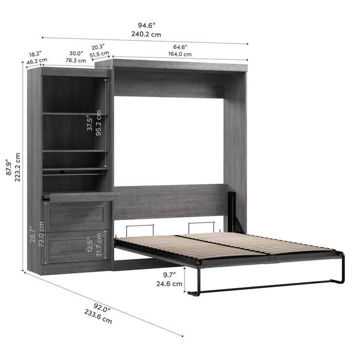 Bestar Boutique Queen Wall Bed 2-piece Set with Pull-out Shelf