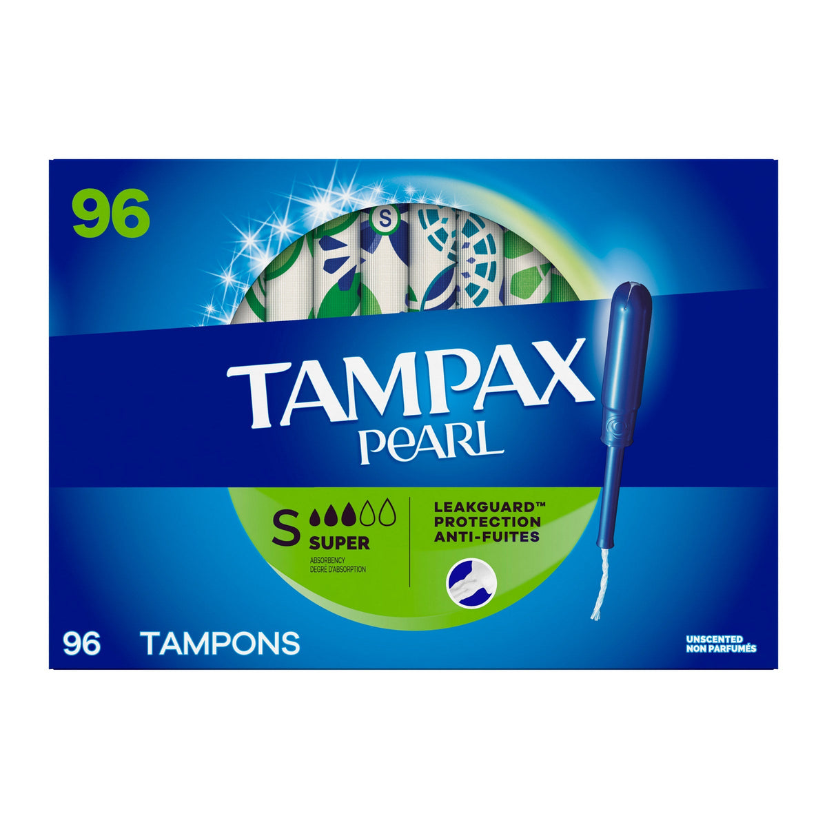Tampax Pearl Super Tampons, 96-count