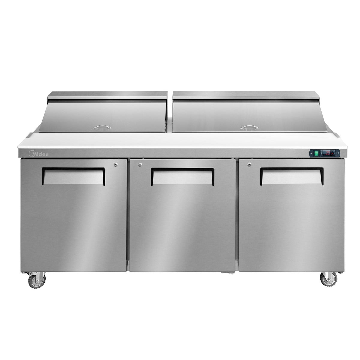 Midea Commercial 72 in. 20 cu ft. Stainless Steel Solid door Sandwich and Salad Prep Table