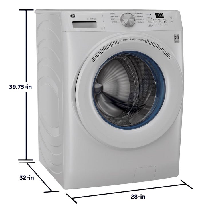 GE 28 in. 5.3 cu ft. IEC White Front Load Washer with UltraFresh Vent System