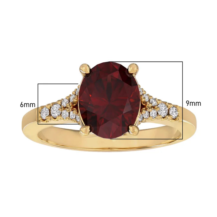 Oval Cut Rhodolite Garnet and Diamond Ring (0.14 ctw)