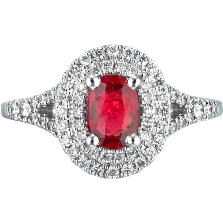 Oval Cut Ruby and Diamond Ring (0.36 ctw)